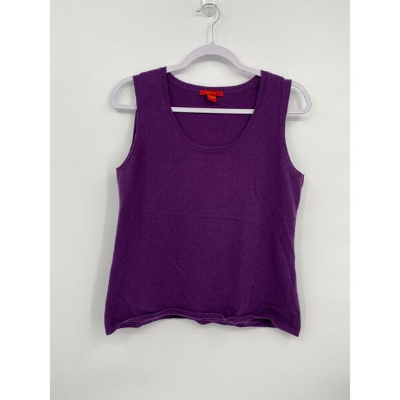 Saffron Purple Sweater Tank Office Blouse Women's Large Small Hole - Picture 1 of 7